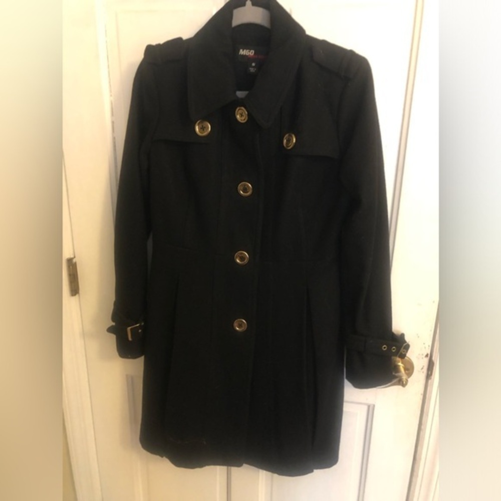 Miss Sixty Coat Pea Coat Black With Gold Buttons